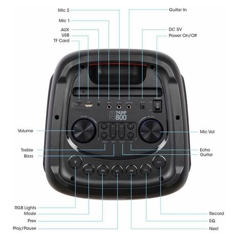 Zebronics Thump 800 Trolley Speaker with RGB Lights, Black, 70 Watts-7