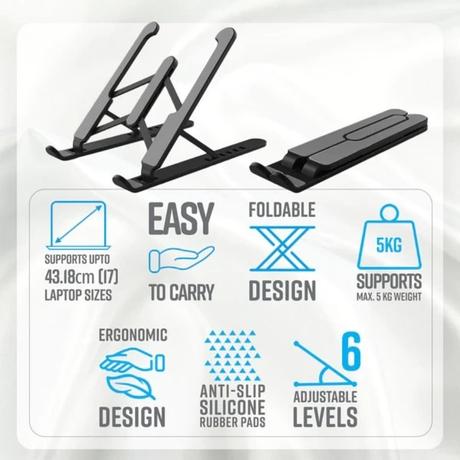 Zebronics Laptop Stand, Black, A218-NS1000-5