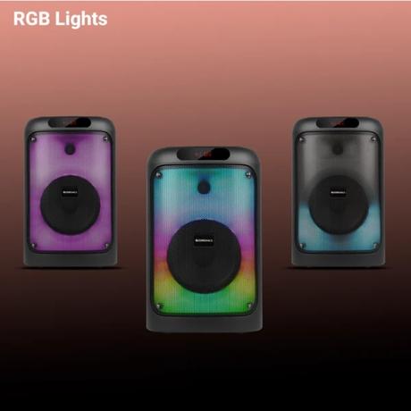 Zebronics Party Speaker Zeb_Blow, 64 W output, RGB lights, 6 hrs Backup, Wireless Mic, Karaoke, Voice Change, Guitar Input, Remote Control-10