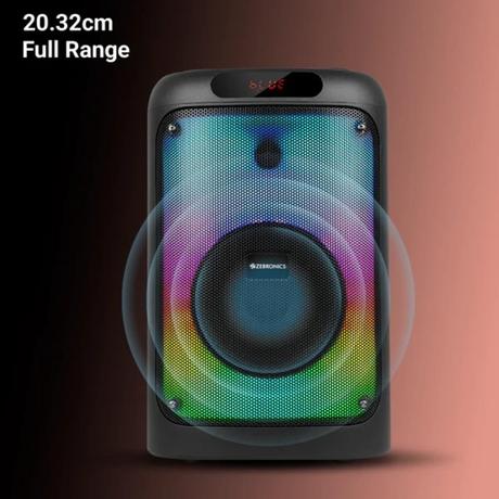 Zebronics Party Speaker Zeb_Blow, 64 W output, RGB lights, 6 hrs Backup, Wireless Mic, Karaoke, Voice Change, Guitar Input, Remote Control-3