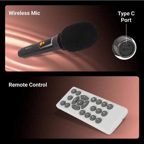 Zebronics Party Speaker Zeb_Blow, 64 W output, RGB lights, 6 hrs Backup, Wireless Mic, Karaoke, Voice Change, Guitar Input, Remote Control-5