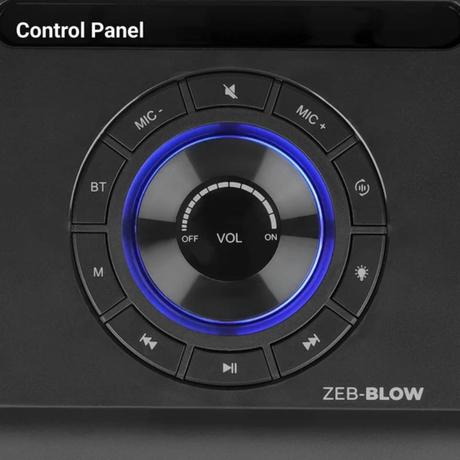 Zebronics Party Speaker Zeb_Blow, 64 W output, RGB lights, 6 hrs Backup, Wireless Mic, Karaoke, Voice Change, Guitar Input, Remote Control-6