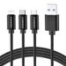 Ambrane Trio-11 3-in-1 Fast Charging 2.1A Unbreakable Braided Cable (Black)-1