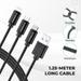 Ambrane Trio-11 3-in-1 Fast Charging 2.1A Unbreakable Braided Cable (Black)-5