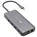 Novoo 11-in-1 USB-C Hub with 4 USB-A Port, USB-C PD Port, 2 HDMI Port, SD Card and TF Slot, VGA Port, Ethernet Port, Dark Grey-1