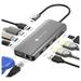 Novoo 11-in-1 USB-C Hub with 4 USB-A Port, USB-C PD Port, 2 HDMI Port, SD Card and TF Slot, VGA Port, Ethernet Port, Dark Grey-2
