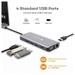 Novoo 11-in-1 USB-C Hub with 4 USB-A Port, USB-C PD Port, 2 HDMI Port, SD Card and TF Slot, VGA Port, Ethernet Port, Dark Grey-5