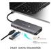 Novoo 12-in-1 USB-C Hub with 4 USB-A Port, USB-C PD Port, 2 HDMI Port, SD Card and TF Slot, VGA Port, Ethernet Port, Audio Port, Dark Grey-6