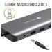 Novoo 12-in-1 USB-C Hub with 4 USB-A Port, USB-C PD Port, 2 HDMI Port, SD Card and TF Slot, VGA Port, Ethernet Port, Audio Port, Dark Grey-8