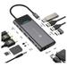 Novoo 12-in-1 Pro USB-C Hub with 4 USB-A Port, USB-C PD Port, 2 HDMI Port, SD Card and TF Slot, VGA Port, Ethernet Port, Audio Port, Dark Grey-2