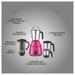 Preethi Galaxy Plus 750 Watt Mixer Grinder with 4 Stainless Steel Jar, Pink-3